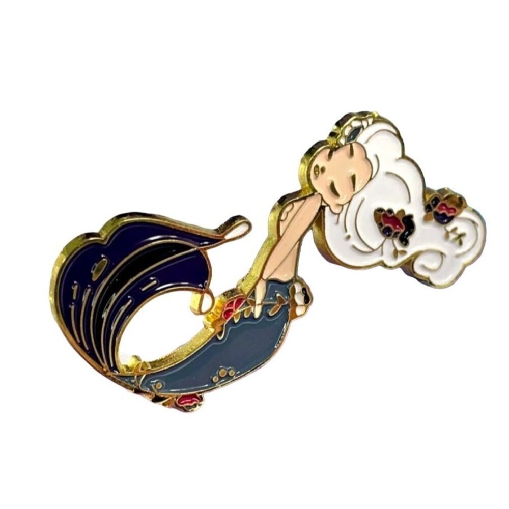 Little Mermaid Lapel Pin Ariel Arista Flowers Brooch Badge Jewelry Accessories